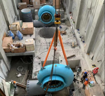 高功率水力発電のためのホリゾナル・フランシス・タービン